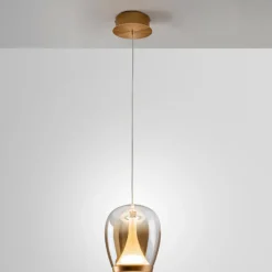 LED-Hängelampe Suspiro, Ø 18 cm, gold-/amberfarben, Glas