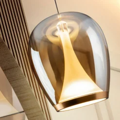 LED-Hängelampe Suspiro, Ø 25 cm, gold-/amberfarben, Glas