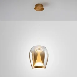LED-Hängelampe Suspiro, Ø 25 cm, gold-/amberfarben, Glas