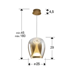 LED-Hängelampe Suspiro, Ø 25 cm, gold-/amberfarben, Glas