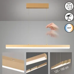LED-Hängelampe Vayana, Länge 190 cm, sandfarben, Metall, CCT