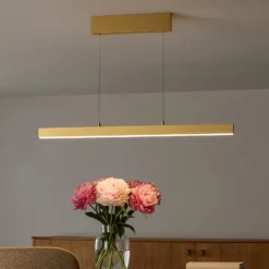 LED-Hängelampe Vayana, Länge 190 cm, sandfarben, Metall, CCT