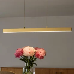 LED-Hängelampe Vayana, Länge 190 cm, sandfarben, Metall, CCT
