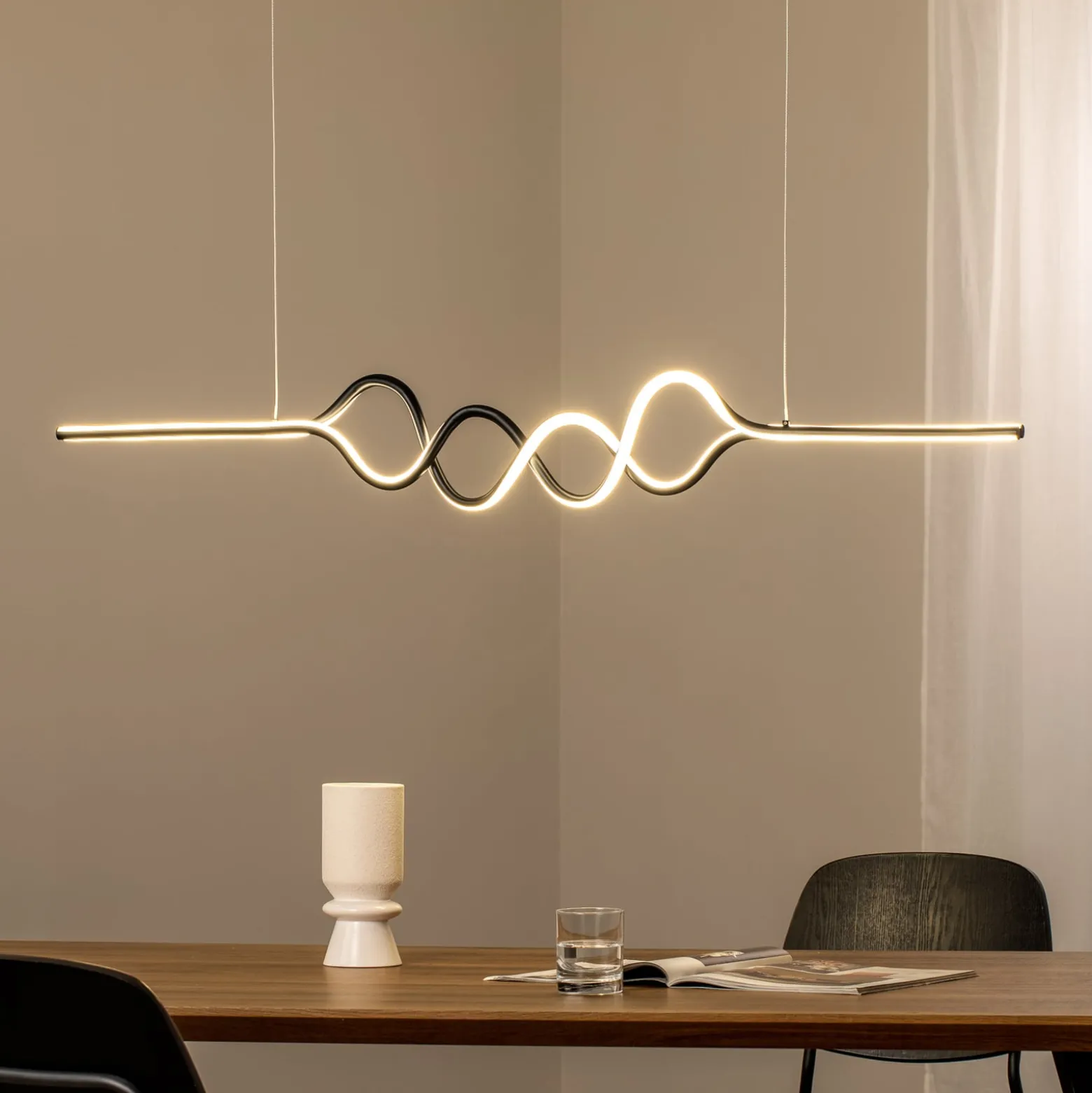 LED-Hängeleuchte Ancona, Metall, gold/schwarz, 4.000 K