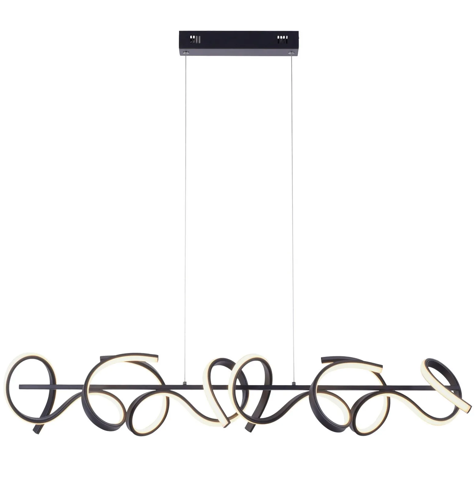 LED-Hängeleuchte Curls, schwarz, Metall, 99 cm lang, dimmbar