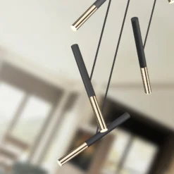 LED-Hängeleuchte Edna, 5-fl., Metall, schwarz, nicht dimmbar