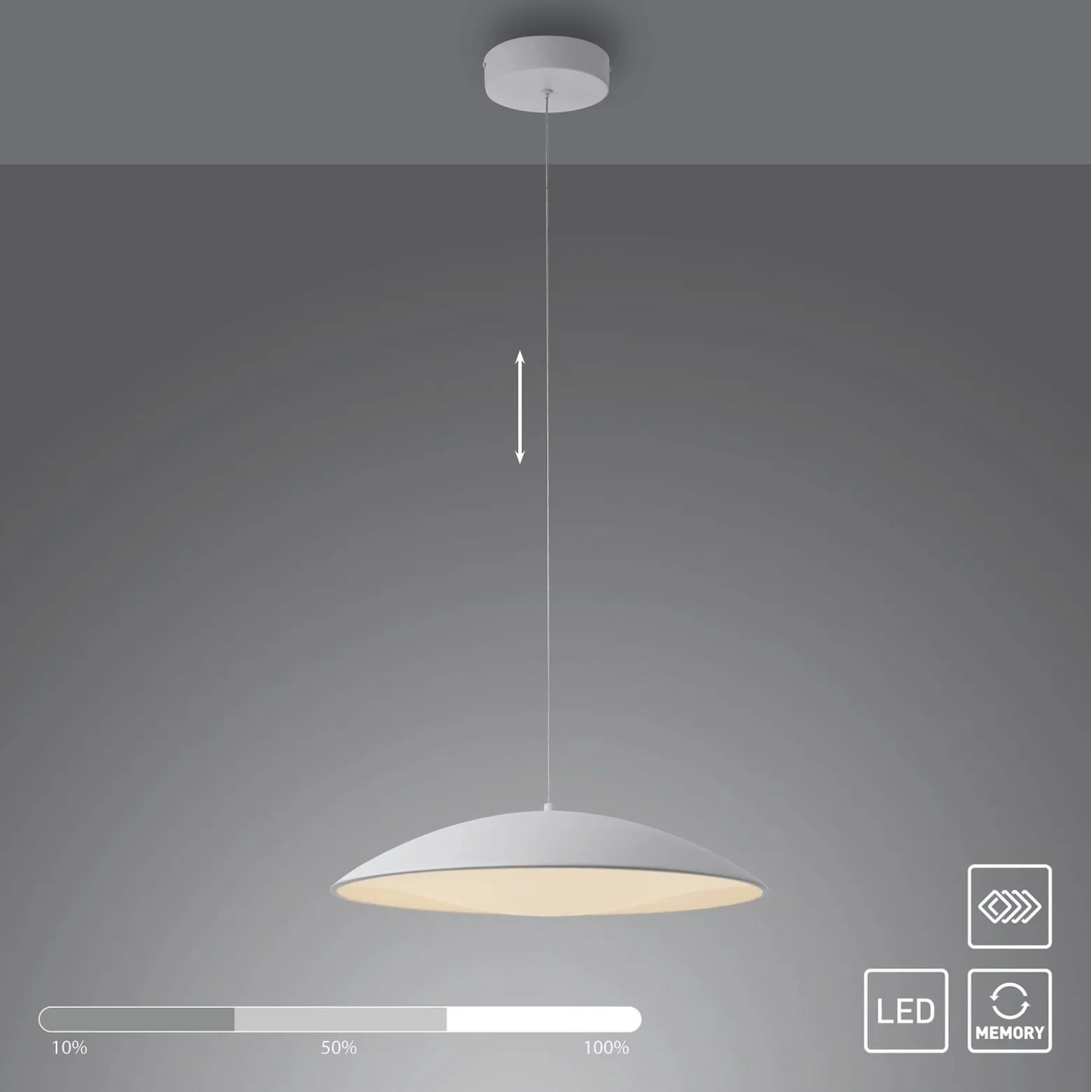 LED-Hängeleuchte LENTE, weiß, Ø 50 cm, Metall, switchdim