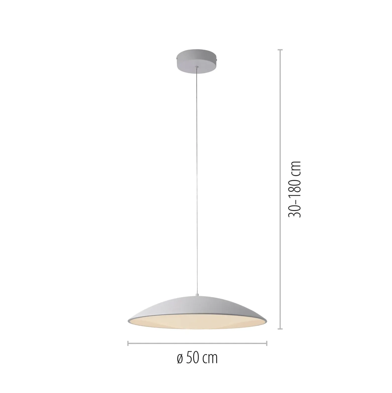 LED-Hängeleuchte LENTE, weiß, Ø 50 cm, Metall, switchdim
