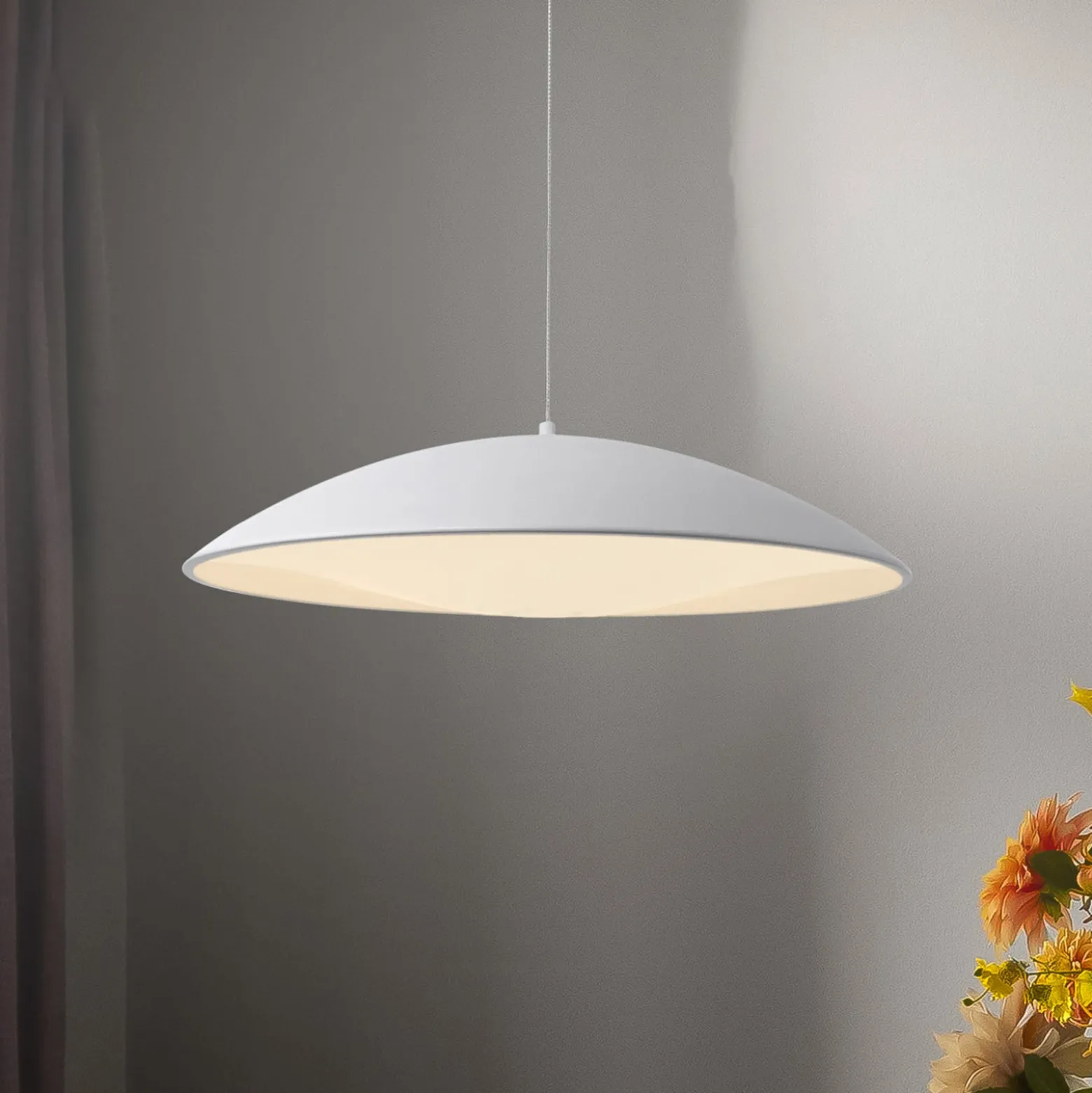 LED-Hängeleuchte LENTE, weiß, Ø 50 cm, Metall, switchdim