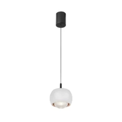 LED-Hängeleuchte Roller, weiß, höhenverstellbar, Glaslinse