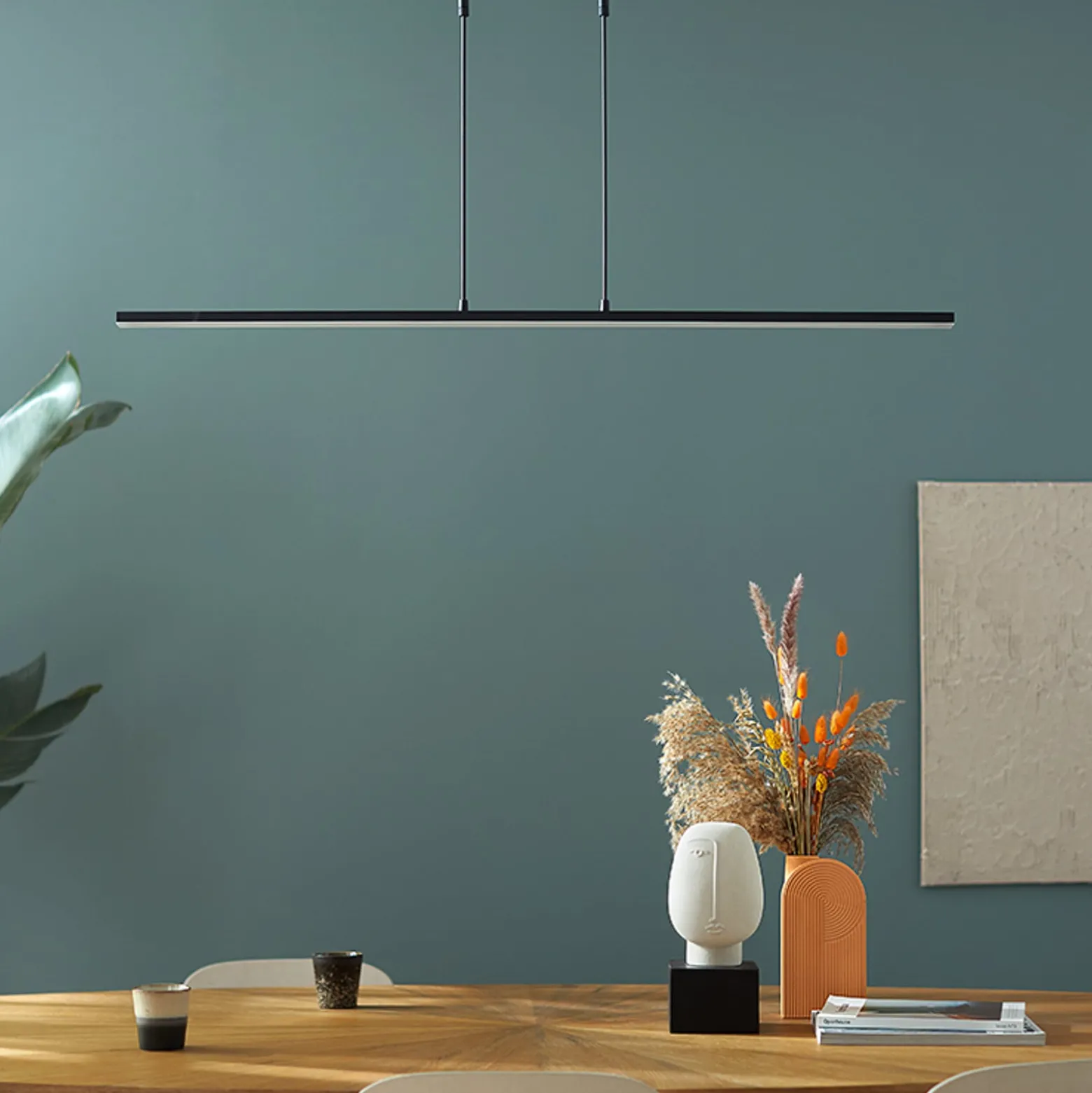 LED-Hängeleuchte Zelena, schwarz, Länge 122cm, Metall, CCT