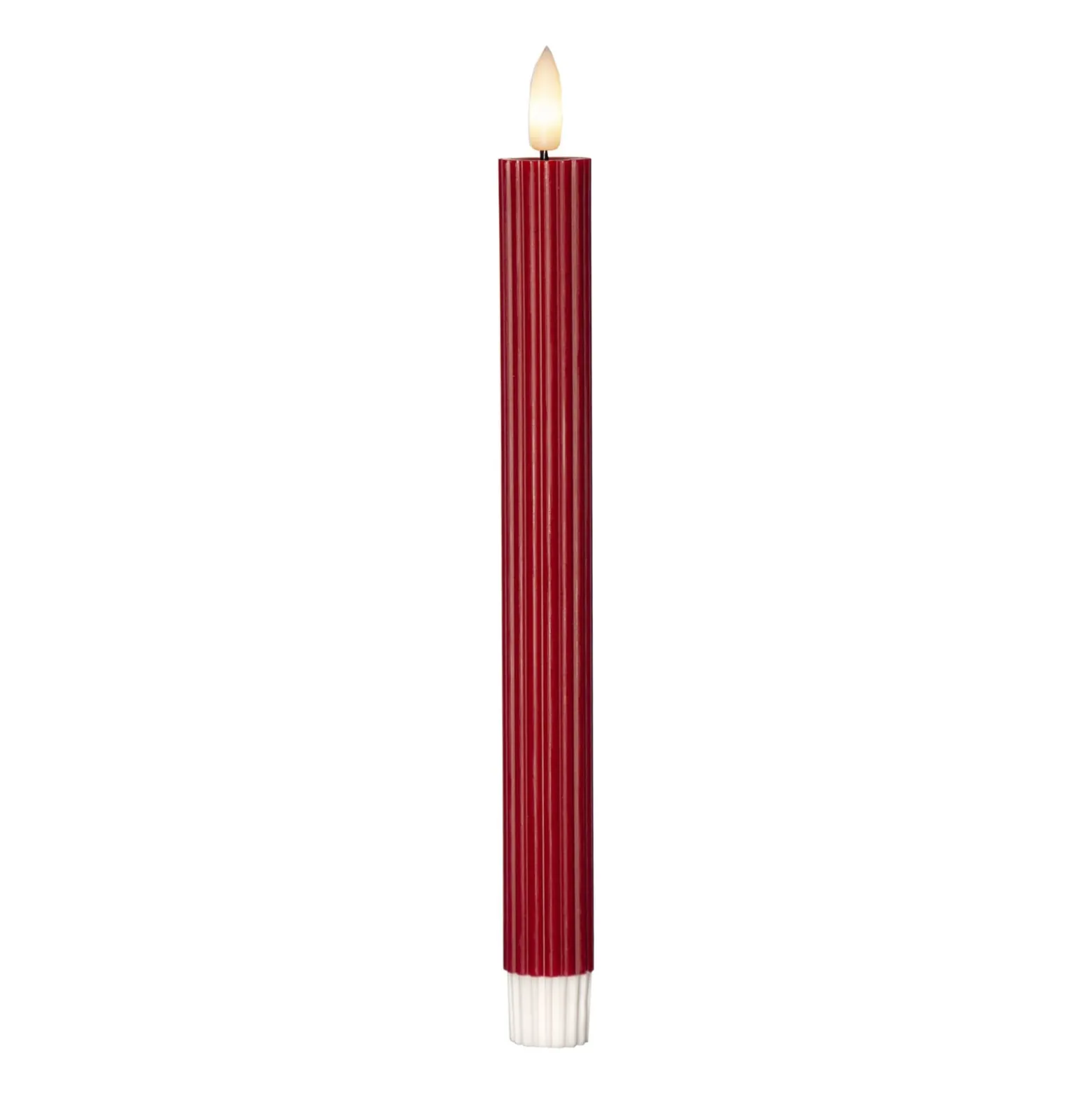 LED-Kerze Flamme Stripe, rot, 25 cm, Wachs, Batterie 2er-Set