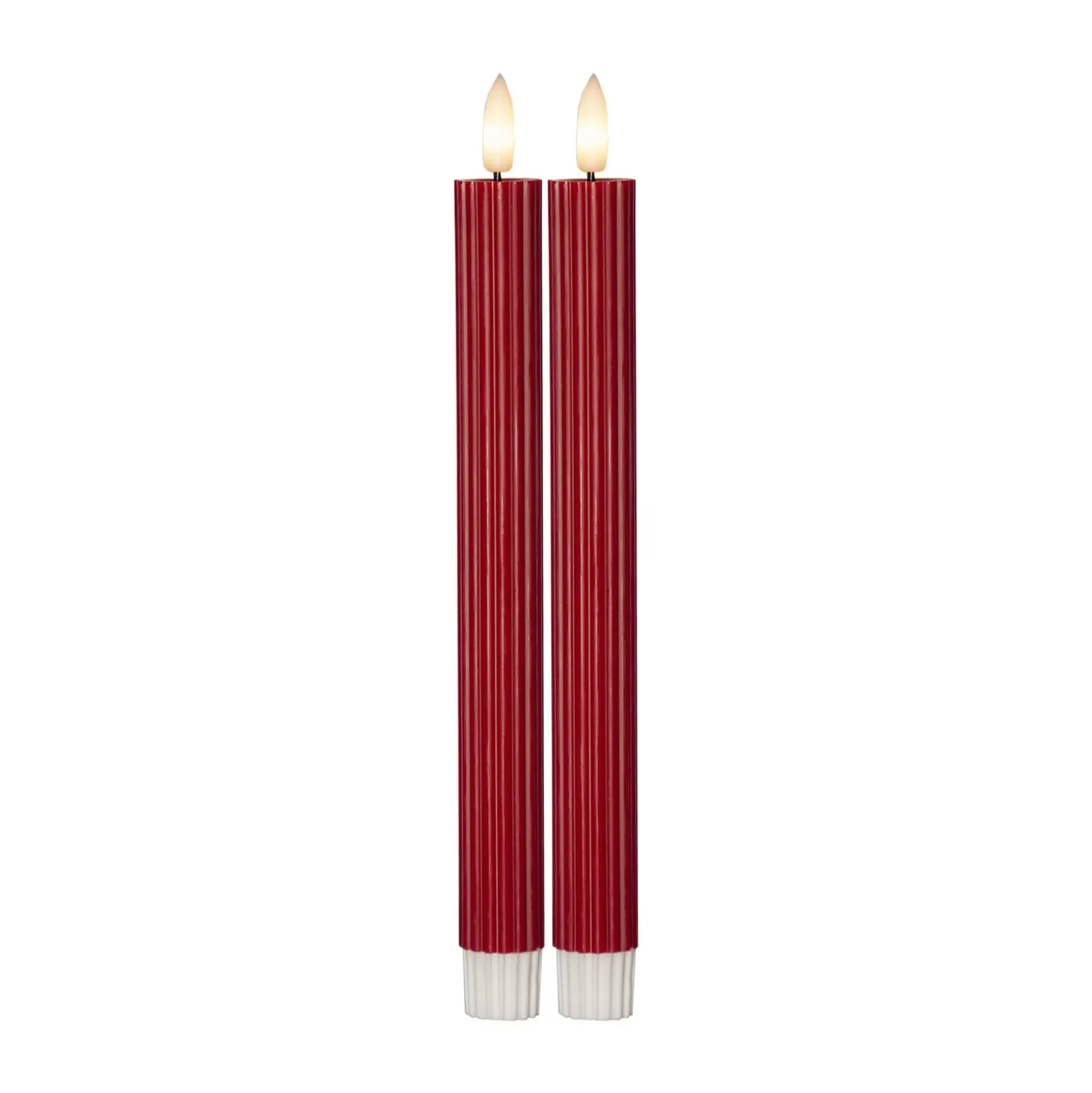 LED-Kerze Flamme Stripe, rot, 25 cm, Wachs, Batterie 2er-Set