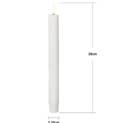 LED-Kerze Flamme Stripe, weiß, 25 cm, Wachs Batterie 2er-Set