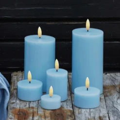 LED-Kerze Sille, blau, Höhe 10 cm, Wachs, Batteriebetrieb