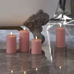 LED-Kerze Sille, pink, Höhe 10 cm, Wachs, Batteriebetrieb