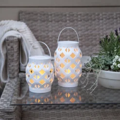LED-Laterne Flame Lantern, weiß, Höhe 16 cm
