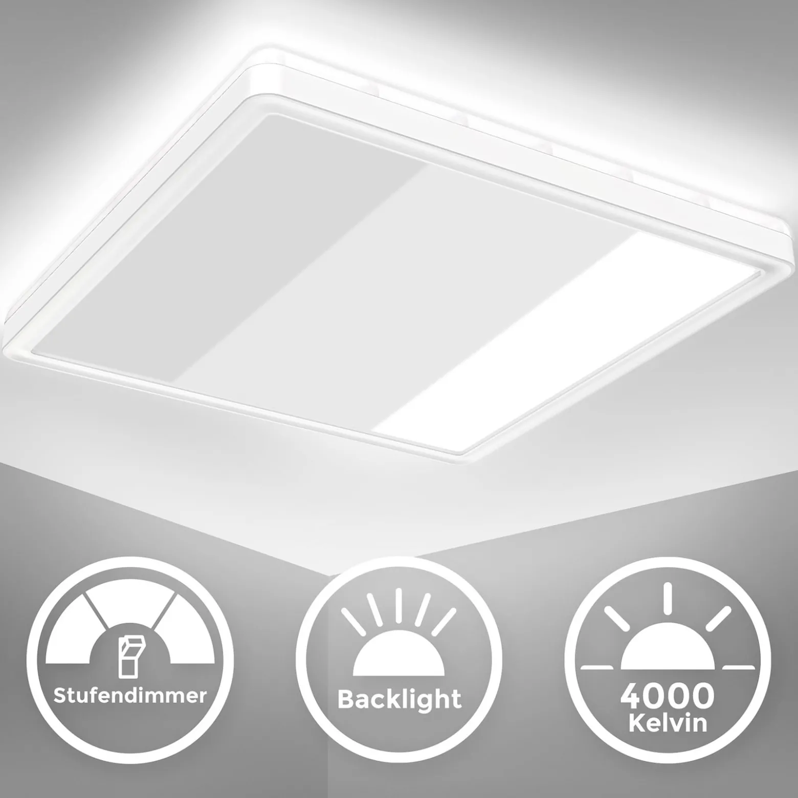 LED-Panel Eki, 29 x 29 cm, weiß, Step-dim, Backlight, 4.000K