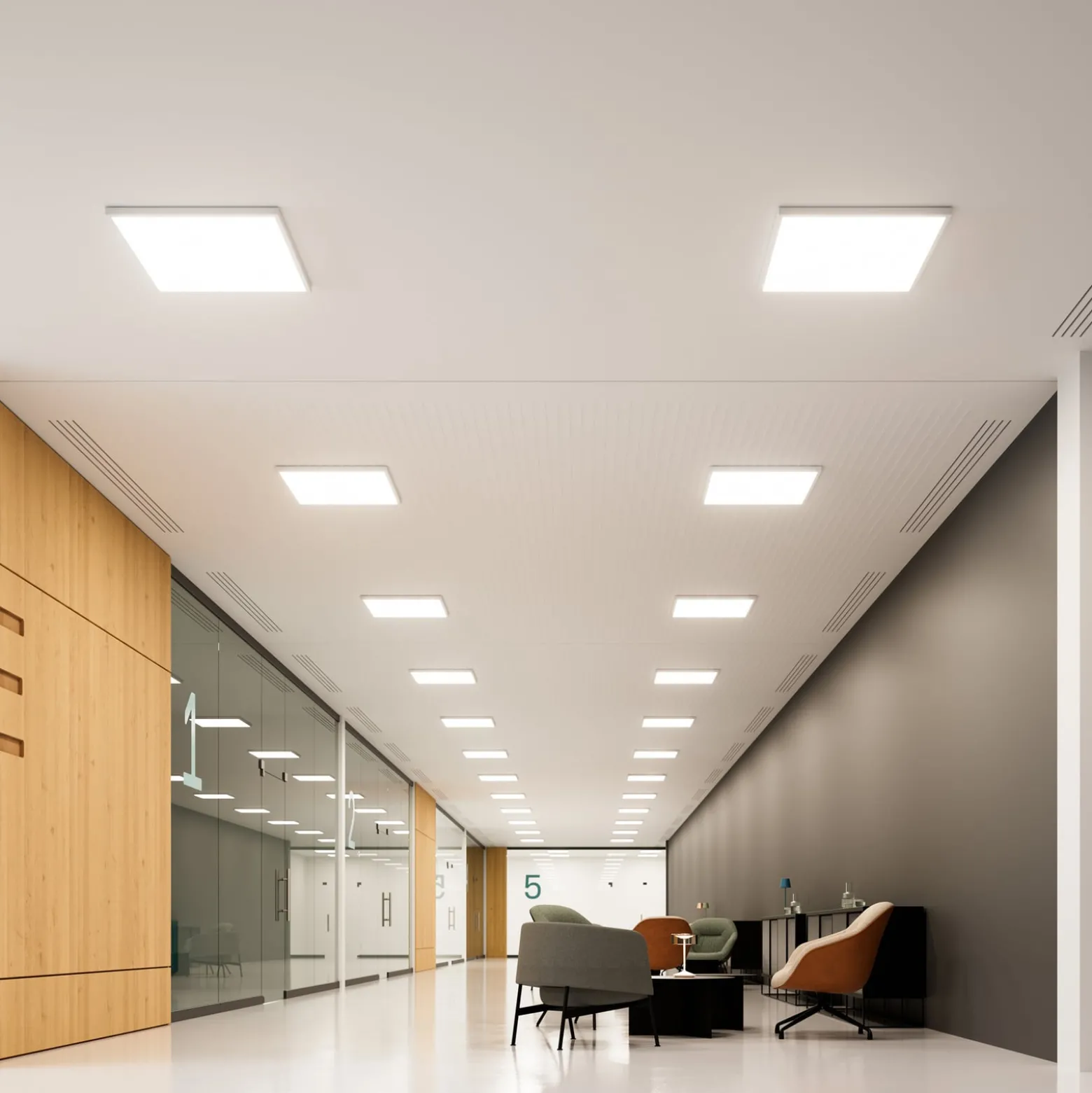 LED-Panel Fled, 3.600 lm, 62x62 cm, 115°, 4.000 K
