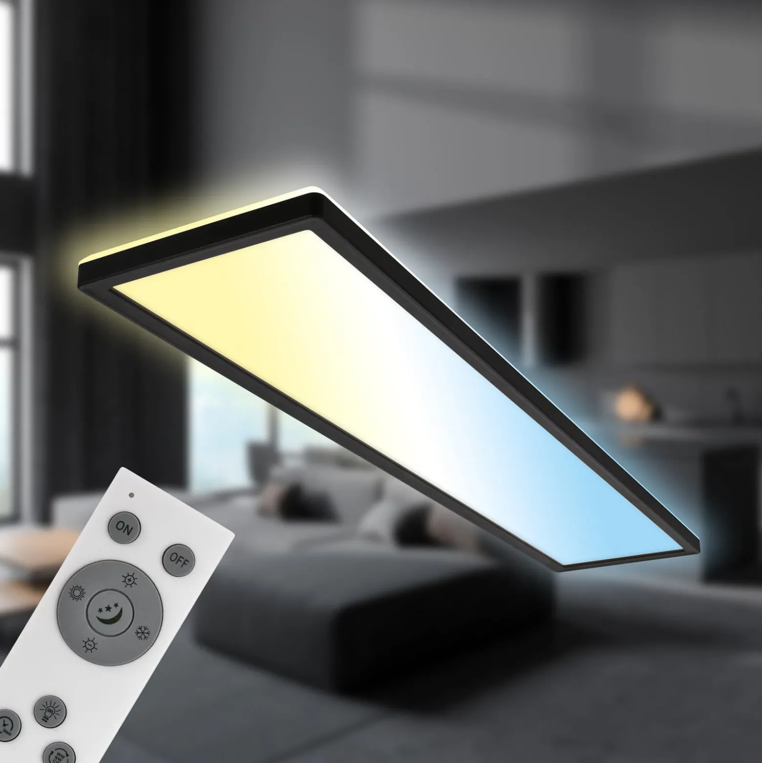 LED-Panel Tava CCT, schwarz, 98 x 20 cm Backlight Kunststoff