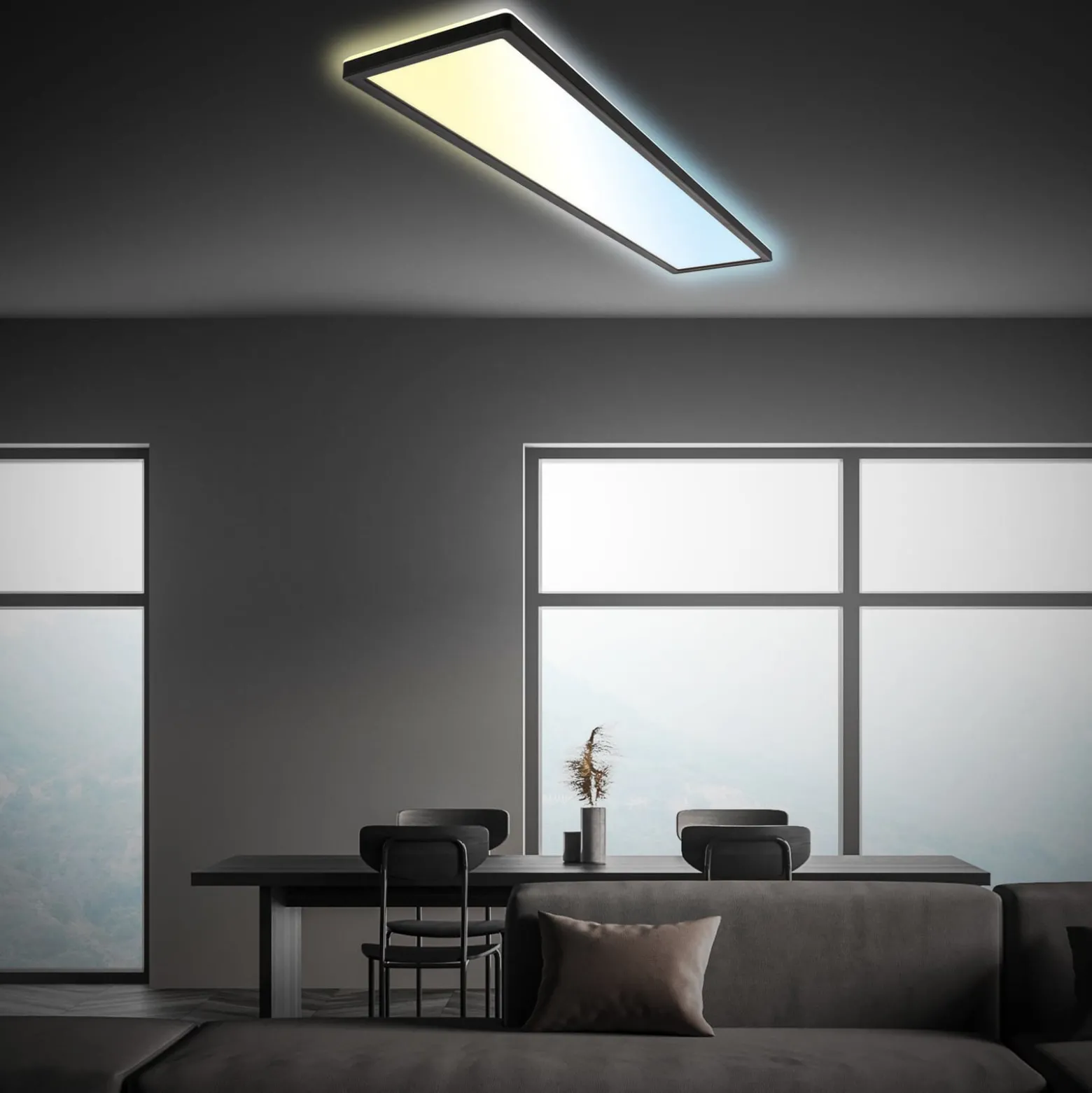 LED-Panel Tava CCT, schwarz, 98 x 20 cm Backlight Kunststoff