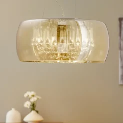 LED-Pendellampe Argos mit Kristalltropfen Ø 50 cm