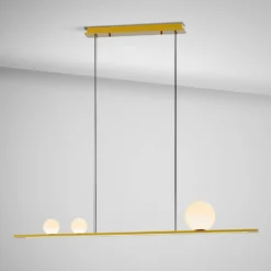 LED-Pendellampe Mila, goldfarben, Länge 120 cm, 3-flg.