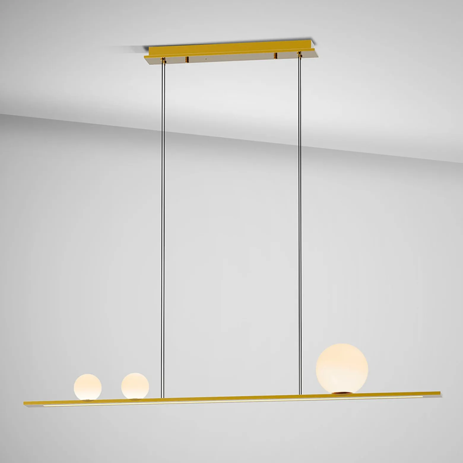 LED-Pendellampe Mila, goldfarben, Länge 120 cm, 3-flg.
