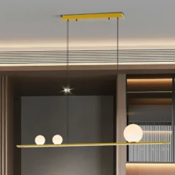 LED-Pendellampe Mila, goldfarben, Länge 120 cm, 3-flg.