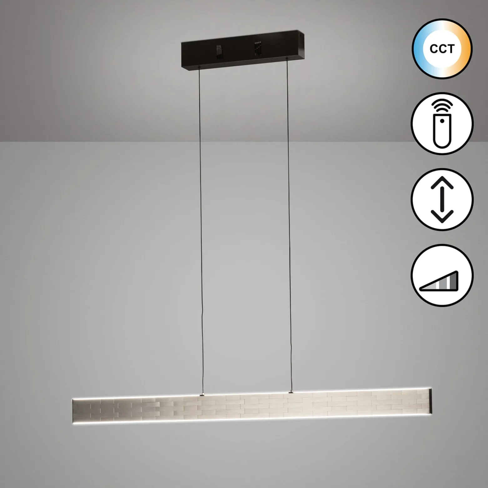 LED-Pendelleuchte Aluro, Metall, Remote, CCT, dimmbar