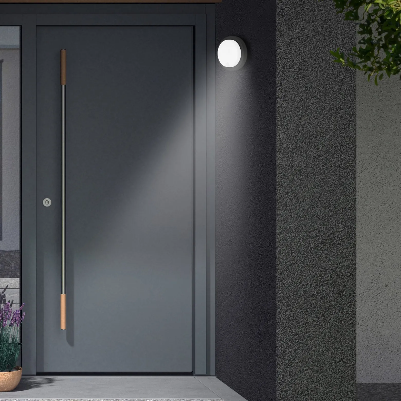 LED-Sensor-Außenwandleuchte Dortmund Ø17cm schwarz