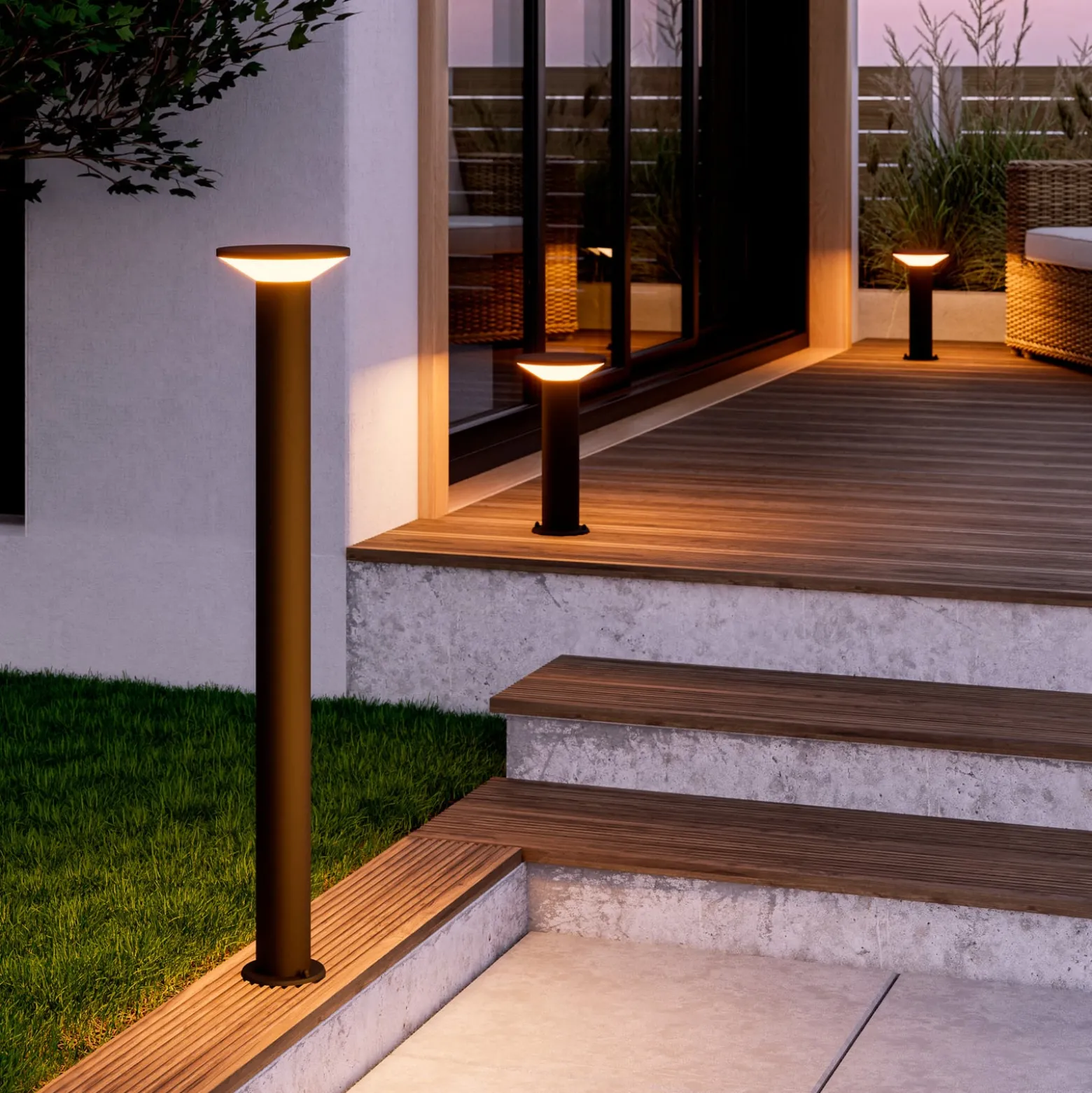 LED-Sockellampe Rigosa, schwarz, Höhe 35 cm, Metall