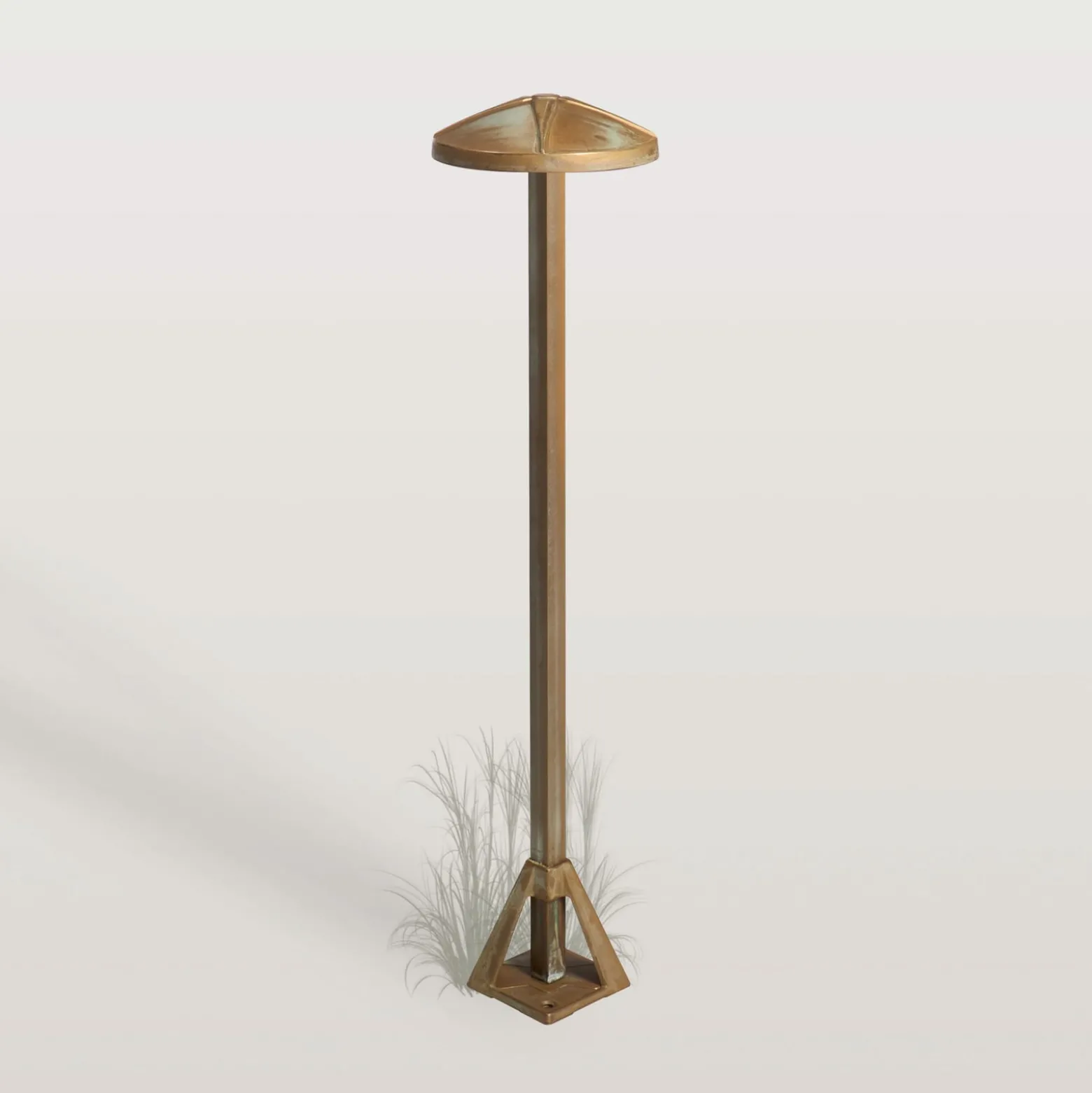 LED-Sockelleuchte Aura Disk, Höhe 50 cm, messing antik
