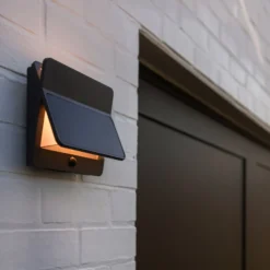 LED-Solar-Außenwandlampe ALETA, dunkelgrau 18 cm Sensor IP54