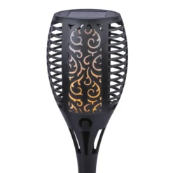 LED-Solar-Erdspießleuchte 33077 Fackel, schwarz, Kunststoff