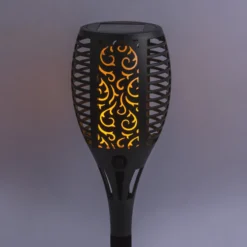 LED-Solar-Erdspießleuchte 33077 Fackel, schwarz, Kunststoff