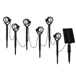 LED-Solar-Erdspießstrahler NOMI, schwarz, 6er-Set, IP44