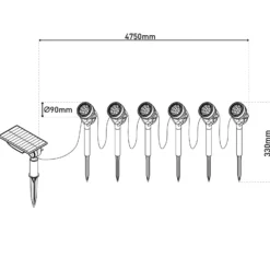 LED-Solar-Erdspießstrahler NOMI, schwarz, 6er-Set, IP44