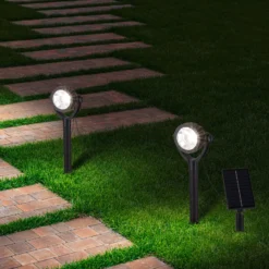 LED-Solar-Erdspießstrahler NOMI, schwarz, 6er-Set, IP44