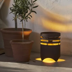 LED-Solarleuchte Marron, Höhe 25 cm, braun, Metall, USB-C