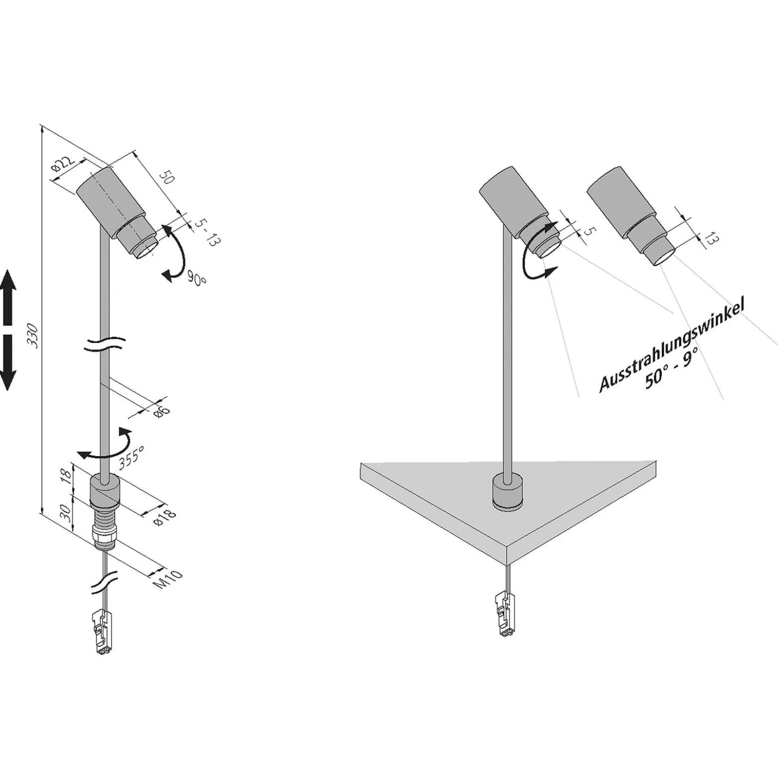 LED-Strahler Zoom, alu eloxiert, 3.000 K, 1 W 350 mA