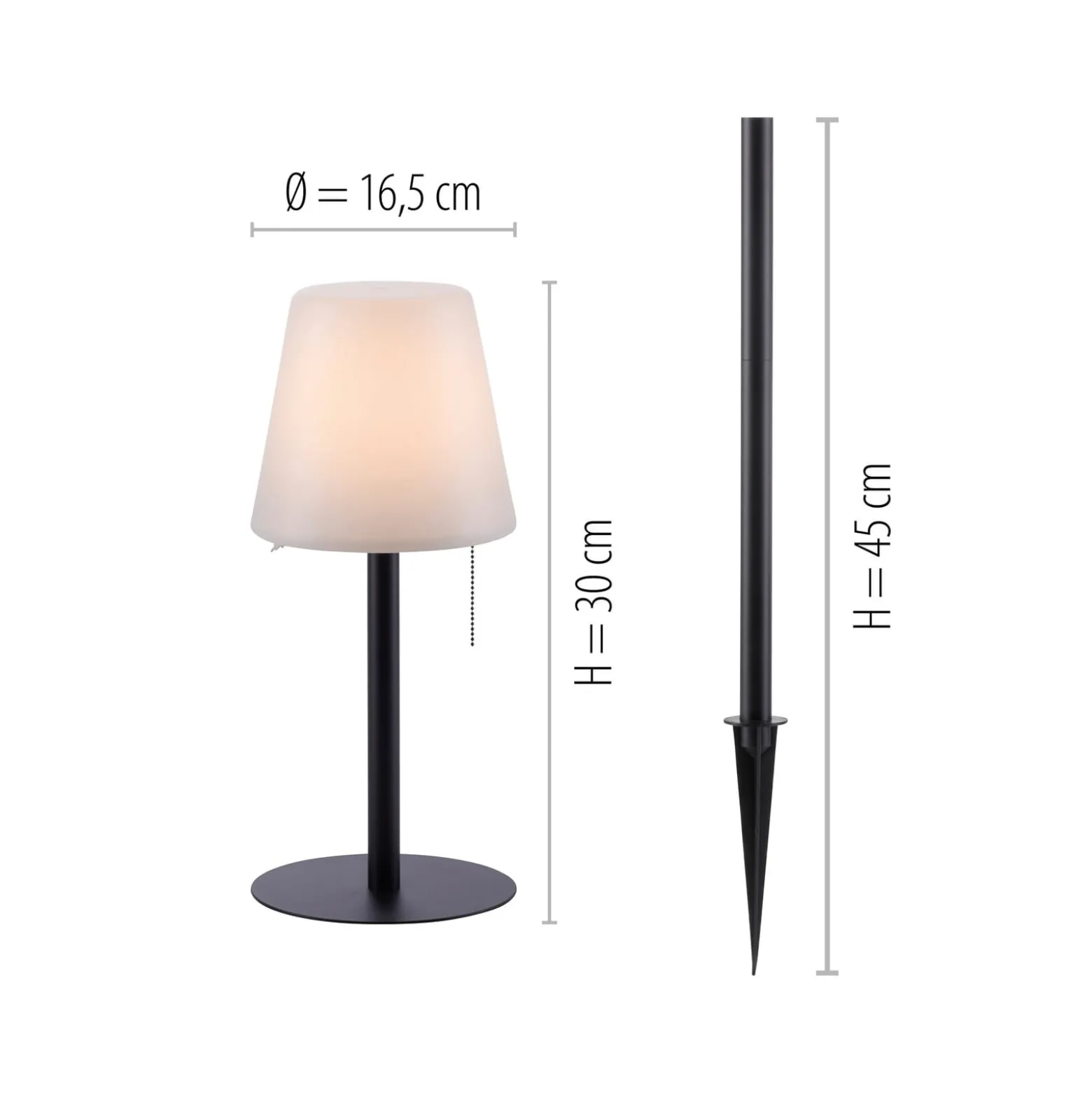 LED-Tischlampe Keno, Erdspieß, Zugschalter, Akku