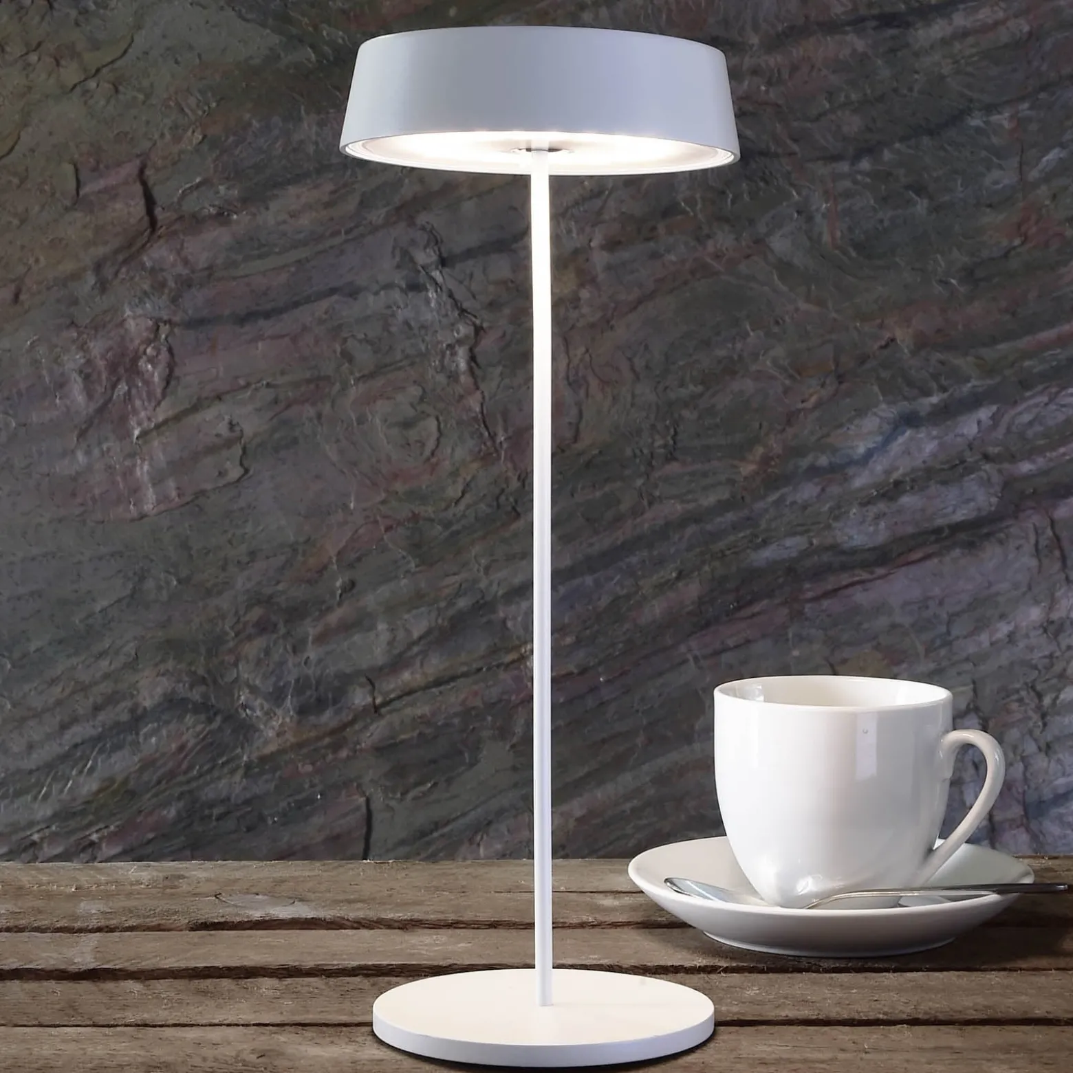 LED-Tischleuchte Miram mit Akku, dimmbar, weiß