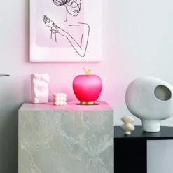 LED-Tischleuchte Wendy, rot/gold, Apfelform, Glas, dimmbar