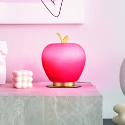 LED-Tischleuchte Wendy, rot/gold, Apfelform, Glas, dimmbar
