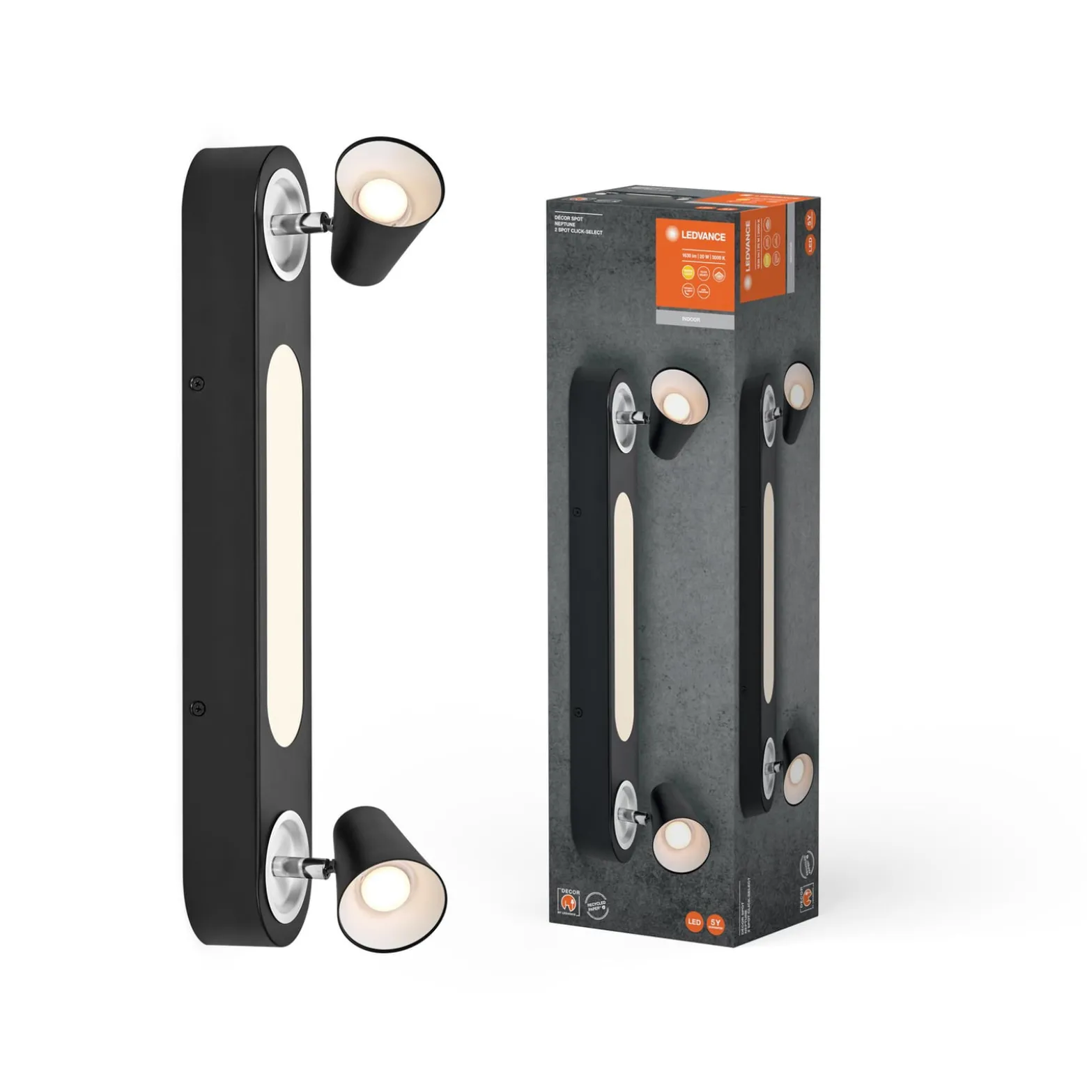 LEDVANCE LED-Deckenleuchte Neptune, 2 Spots, schwarz