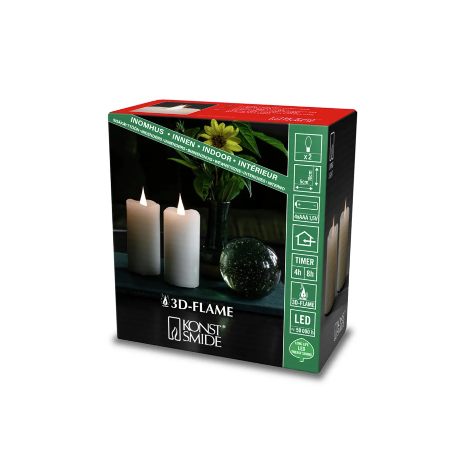 LED-Wachskerze creme Lichtfarbe Bernstein Ø5cm 2er
