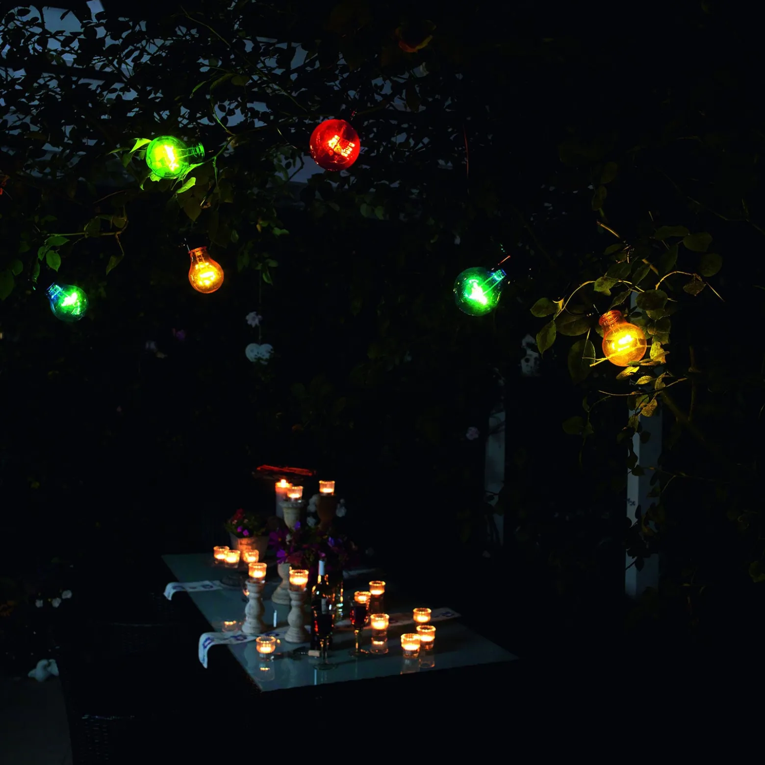 Lichterkette Biergarten 10 bunte LED-Birnen