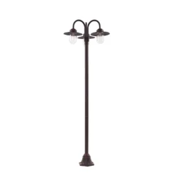 Lindby Außenleuchte Bilma, 3-flg., rost, 220 cm, Glas, IP65