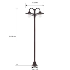 Lindby Außenleuchte Bilma, 3-flg., rost, 220 cm, Glas, IP65